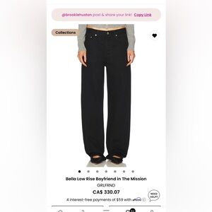 GRLFRND Bella Low Rise Boyfriend Jeans in Black